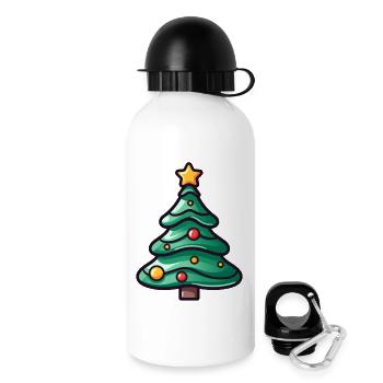 Illustration d’arbre de Noël festif - Gourde avec bouchon 500 ml - blanc - Droite