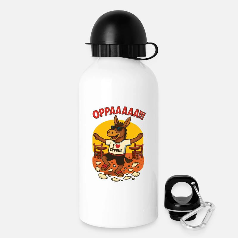 Lustiger Esel mit Zypern-Inschriften - Trinkflasche mit Deckel 500 ml - Weiß