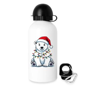 Polar Bear Christmas Cute Funny Bear Fairy Lights - Drinks Bottle with Lid 500 ml - white - Right