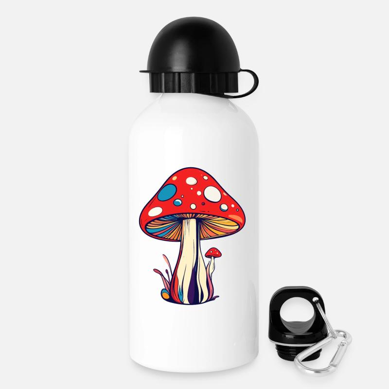 Colorful Flies Mushroom Psychedelic Pattern Mushrooms - Drinks Bottle with Lid 500 ml - white