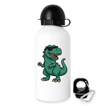 Dino mit Sonnenbrille Cartoon - Trinkflasche mit Deckel 500 ml - Weiß - Rechts