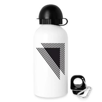 Diagonal Geometric Stripes in Black - Drinks Bottle with Lid 500 ml - white - Right