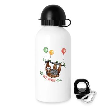 Happy Birthday Faultier - Trinkflasche mit Deckel 500 ml - Weiß - Rechts