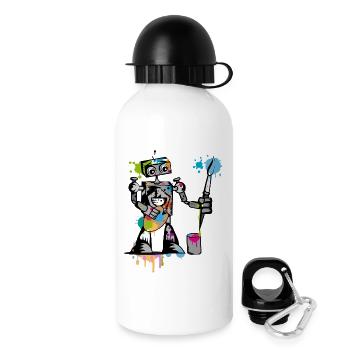 Roboter mit einem Pinsel - Trinkflasche mit Deckel 500 ml - Weiß - Rechts