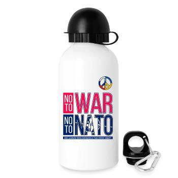 NEIN ZUM KRIEG, NEIN ZUR NATO V3 | SCHLECHTE FÜHRUNG - Trinkflasche mit Deckel 500 ml - Weiß - Rechts