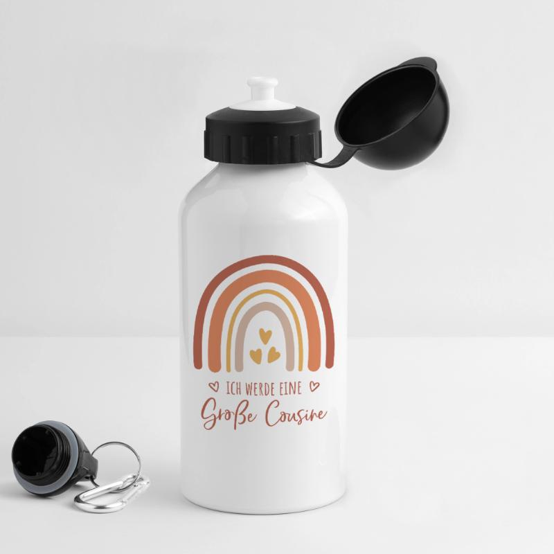 Ich werde eine große Cousine / Boho Regenbogen Trinkflasche mit Deckel 500 ml