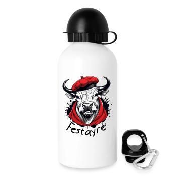 Festayre, féria et taureau béret et foulard rouge - Gourde avec bouchon 500 ml - blanc - Droite
