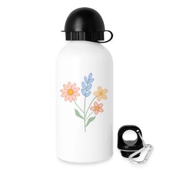 Bouquet pastel – Design printanier - Gourde avec bouchon 500 ml - blanc - Droite