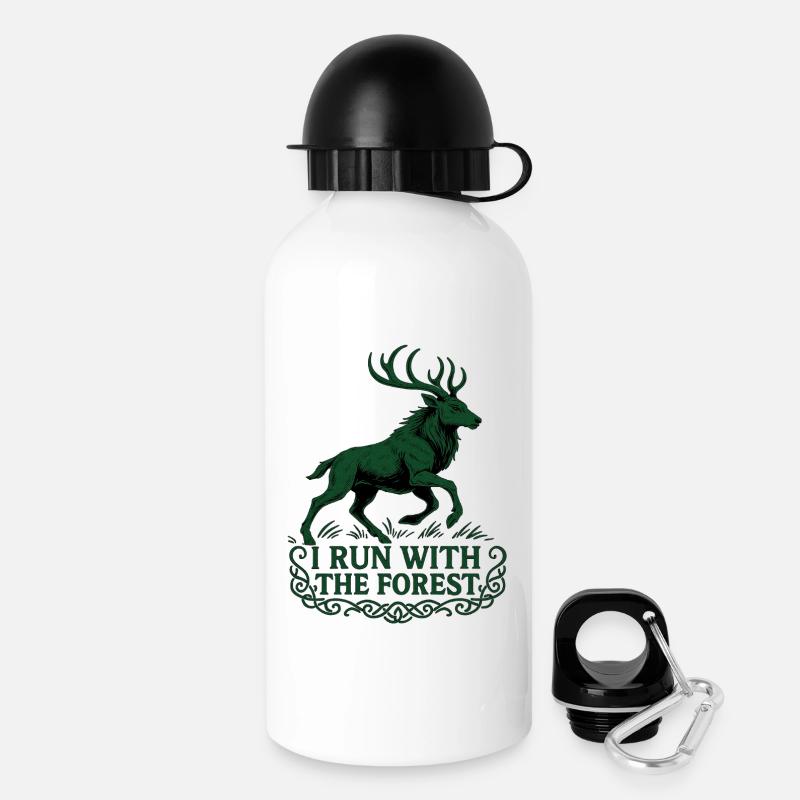 Cerf majestueux avec message sur la forêt - Gourde avec bouchon 500 ml - blanc