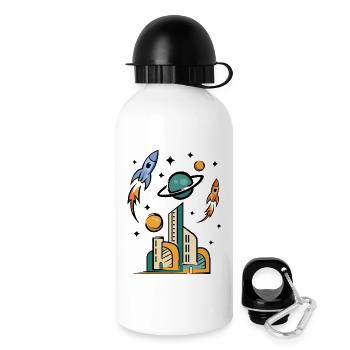 Ville futuriste avec des fusées - Gourde avec bouchon 500 ml - blanc - Droite