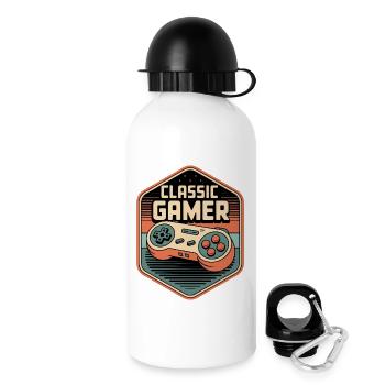 Badge de manette rétro Classic Gamer - Gourde avec bouchon 500 ml - blanc - Droite
