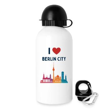 Ich liebe Berlin Skyline Silhouette Stadt  - Trinkflasche mit Deckel 500 ml - Weiß - Rechts