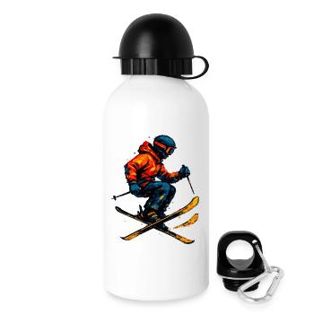 Skifahren | Skifahrer | Berg - Trinkflasche mit Deckel 500 ml - Weiß - Rechts