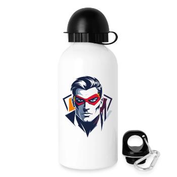 Hero Portrait Red Mask Comic Superhero Character - Drinks Bottle with Lid 500 ml - white - Right