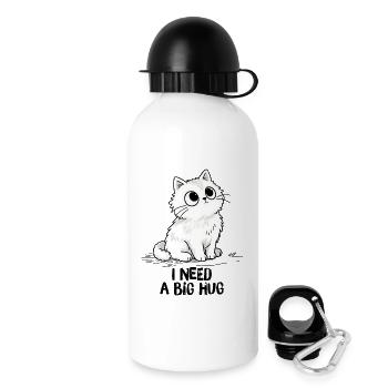 Chat yeux ronds, I need a big hug - Gourde avec bouchon 500 ml - blanc - Droite