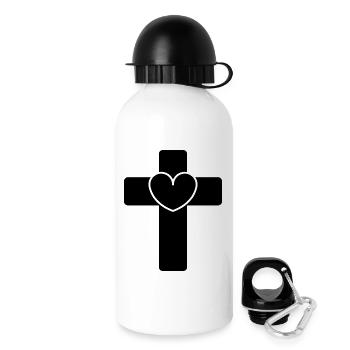 Croix avec le cœur - Gourde avec bouchon 500 ml - blanc - Droite