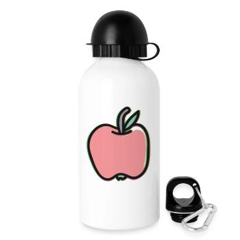 Dessin animé de pomme mignon – Illustration de fruit de Kawaii - Gourde avec bouchon 500 ml - blanc - Droite