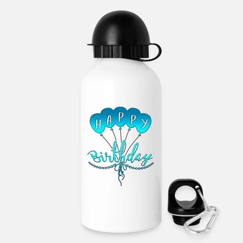 Birthday Balloon - Drinks Bottle with Lid 500 ml - white