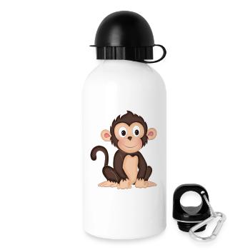 Singe - Singe mignon - design - Gourde avec bouchon 500 ml - blanc - Droite
