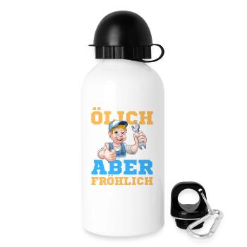 Fröhlicher Schrauber Werkstatt-Design - Trinkflasche mit Deckel 500 ml - Weiß - Rechts