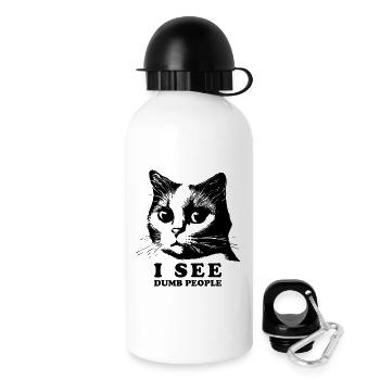Cat Humor | I See Dumb People - Drinks Bottle with Lid 500 ml - white - Right