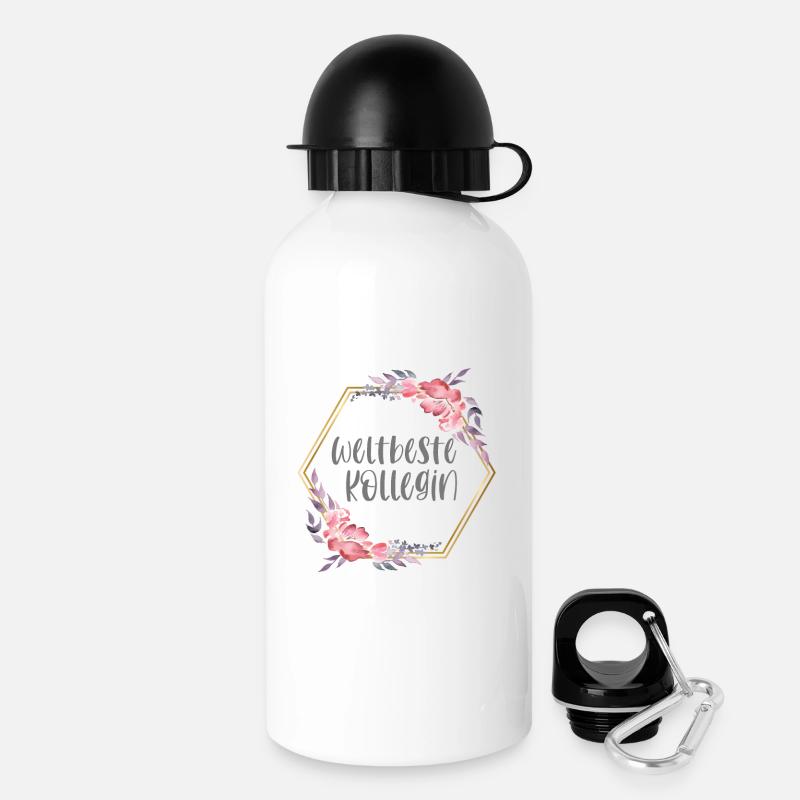 Weltbeste Kollegin & Arbeitskollegin Geschenk - Trinkflasche mit Deckel 500 ml - Weiß