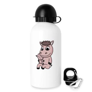 Famille Cheval - Cheval avec bébé - Gourde avec bouchon 500 ml - blanc - Droite
