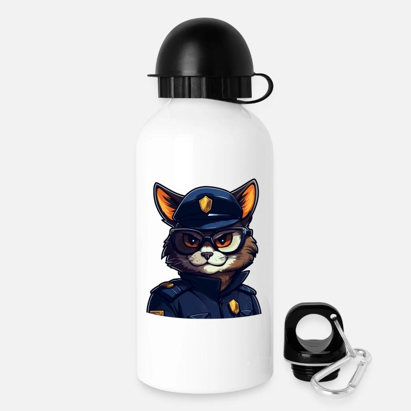 Katzen Polizei - Trinkflasche mit Deckel 500 ml - Weiß