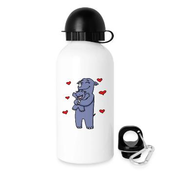 Nashorn Familie - Nashorn mit Baby - Nashörner - Trinkflasche mit Deckel 500 ml - Weiß - Rechts