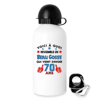 70 ans anniversaire homme cadeau humour drôle - Gourde avec bouchon 500 ml - blanc - Droite