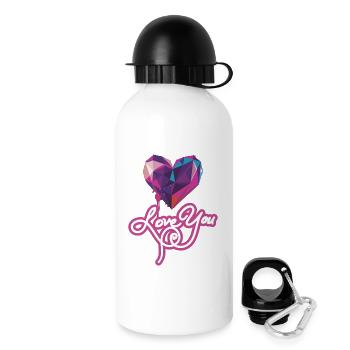 Love You Geometric Heart - Drinks Bottle with Lid 500 ml - white - Right