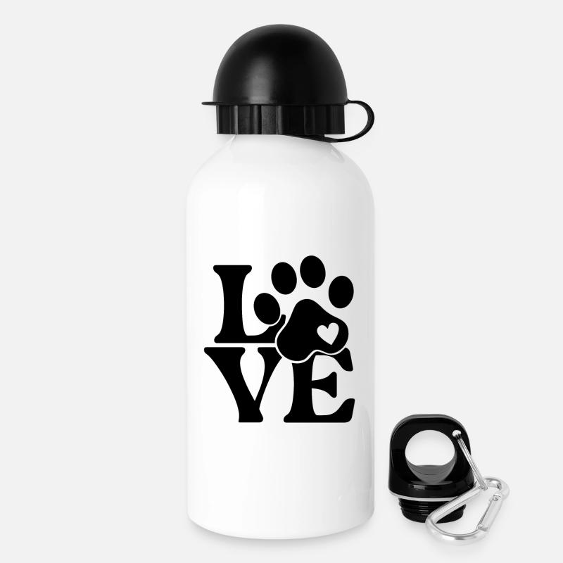 Amour pour les chiens Empreinte de patte - Gourde avec bouchon 500 ml - blanc