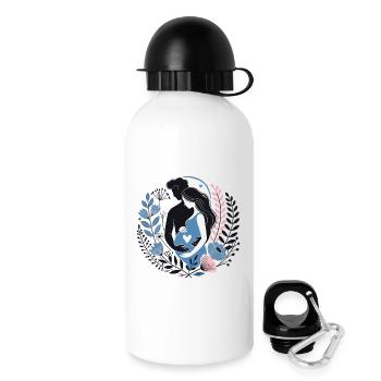 Expecting Parents Embrace Heart Love Flower Design - Drinks Bottle with Lid 500 ml - white - Right