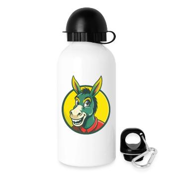 Âne Mignon Kawaii Dessin animé Clipart Animal de compagnie - Gourde avec bouchon 500 ml - blanc - Droite