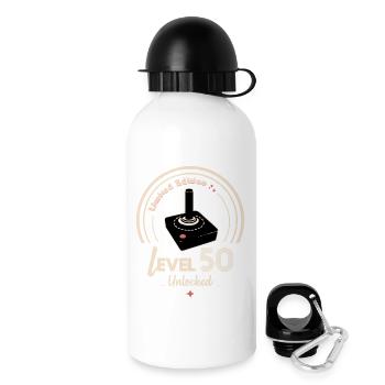 Design-Abzeichen Level 50 Retro-Konsole - Trinkflasche mit Deckel 500 ml - Weiß - Rechts