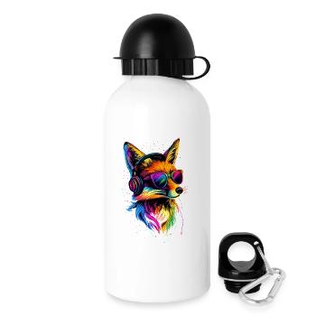Fuchs DJ Kopfhörer Bunt Regenbogen Musik Füchse - Trinkflasche mit Deckel 500 ml - Weiß - Rechts