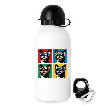 Frenchie Pop Art Bubbles, Pancake, Chonk, Nibbles - Drinks Bottle with Lid 500 ml - white - Right