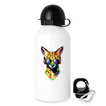 Serval Raubkatze Afrika Savannah Leopard Katzen - Trinkflasche mit Deckel 500 ml - Weiß - Rechts