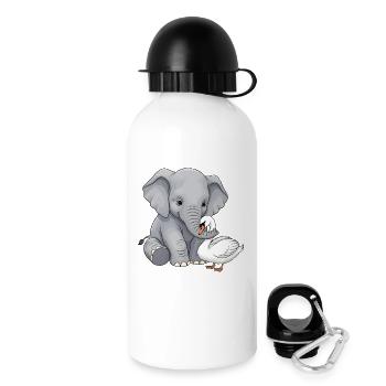 Süßer Elefantenfreund mit Gans - Trinkflasche mit Deckel 500 ml - Weiß - Rechts