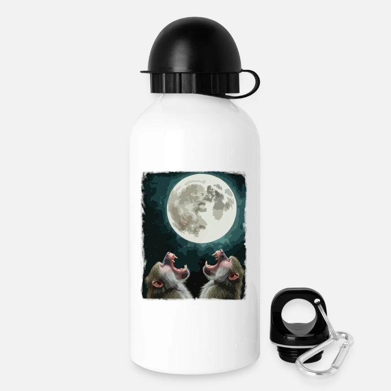 Moon and baboon night sky - Drinks Bottle with Lid 500 ml - white