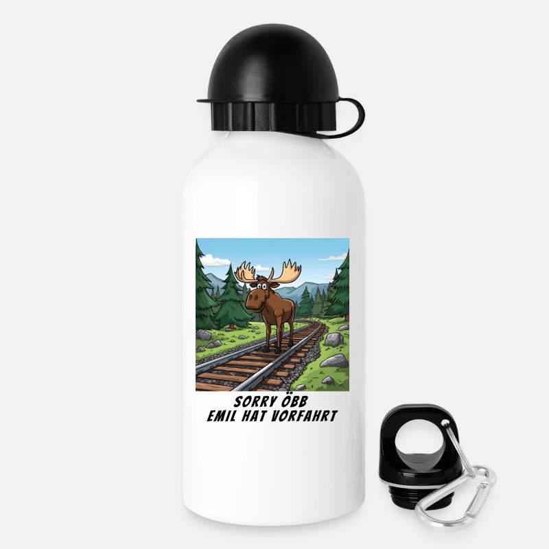 Désolé train - Emil a la priorité ici - Gourde avec bouchon 500 ml - blanc