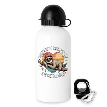Komm Erst Mal Runter Ich Warte Hier Faultier - Trinkflasche mit Deckel 500 ml - Weiß - Rechts