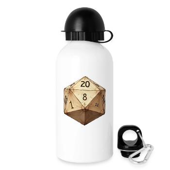 W20 Würfel – Renaissance Skizzenstil Design - Trinkflasche mit Deckel 500 ml - Weiß - Rechts