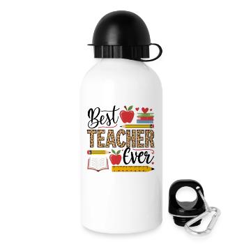 Bester Lehrer Leopard Schreiben - Trinkflasche mit Deckel 500 ml - Weiß - Rechts