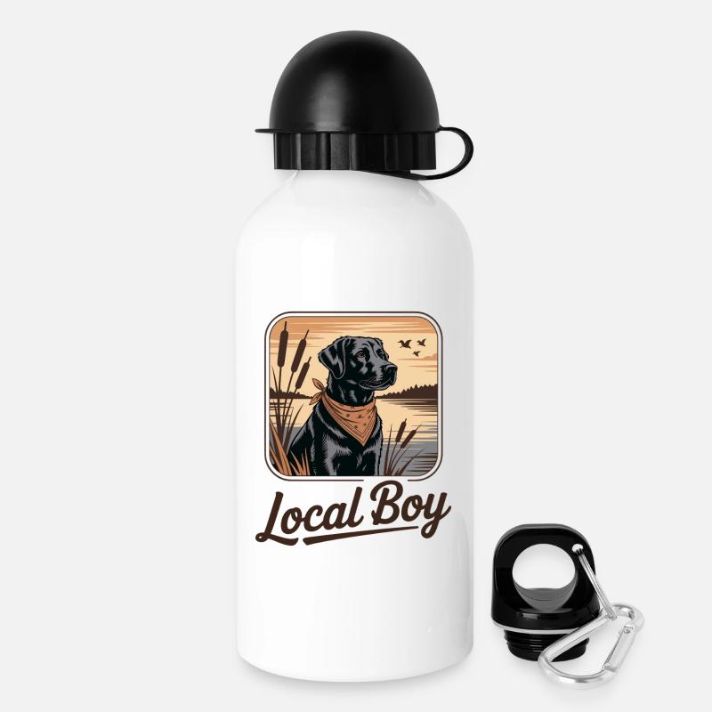 Chien de chasse labrador garçon local - Gourde avec bouchon 500 ml - blanc
