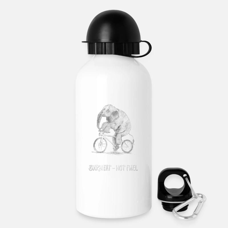 Brûler les graisses - pas de carburant Drôle d’éléphant de vélo - Gourde avec bouchon 500 ml - blanc