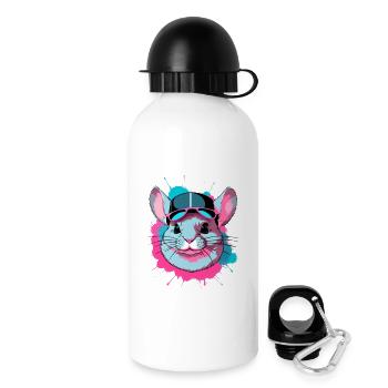 Buntes Chinchilla mit Mütze und Sonnenbrille - Trinkflasche mit Deckel 500 ml - Weiß - Rechts