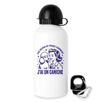 Ich brauche keinen Märchenprinzen, ich habe einen Pudel - Trinkflasche mit Deckel 500 ml - Weiß - Rechts