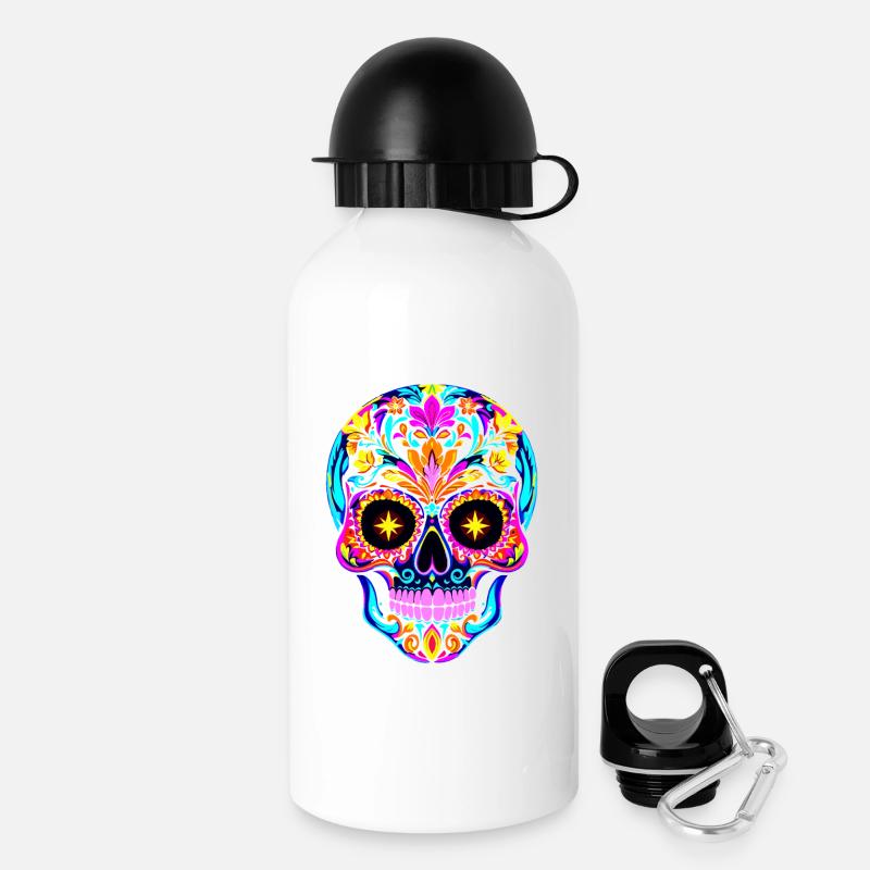 Colorful skull Dia de los Muertos - Drinks Bottle with Lid 500 ml - white