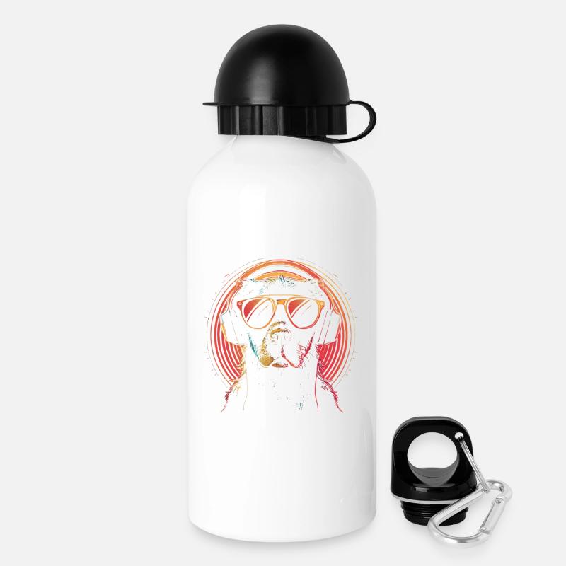 Neon dog with sunglasses and headphones - Drinks Bottle with Lid 500 ml - white